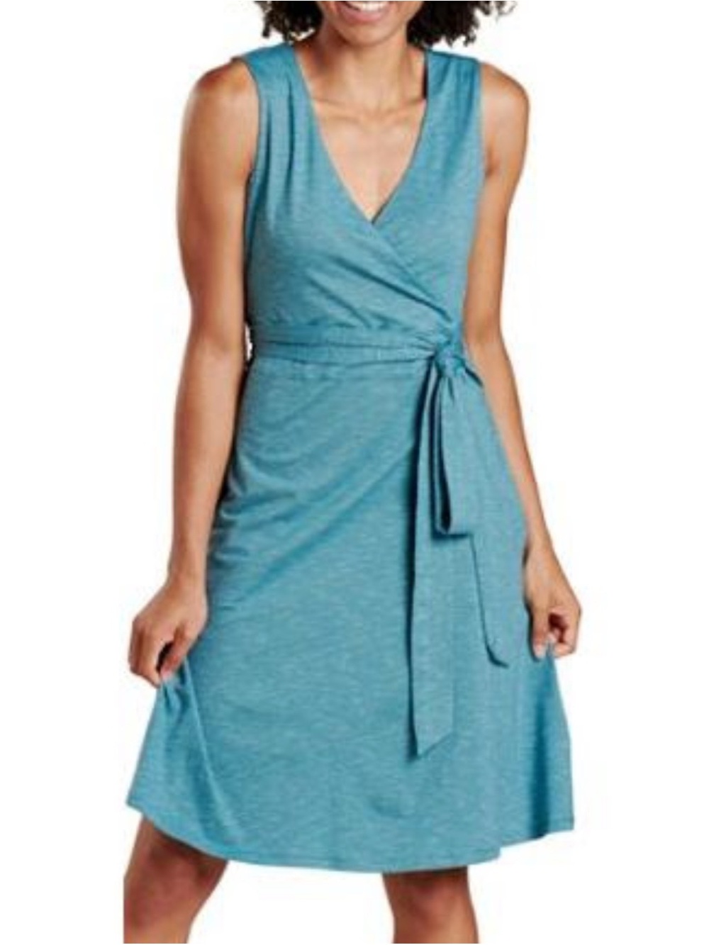 Toad&Co Cue Wrap Sleeveless Dress in Hydro Teal ✨ It has pockets for your phone!